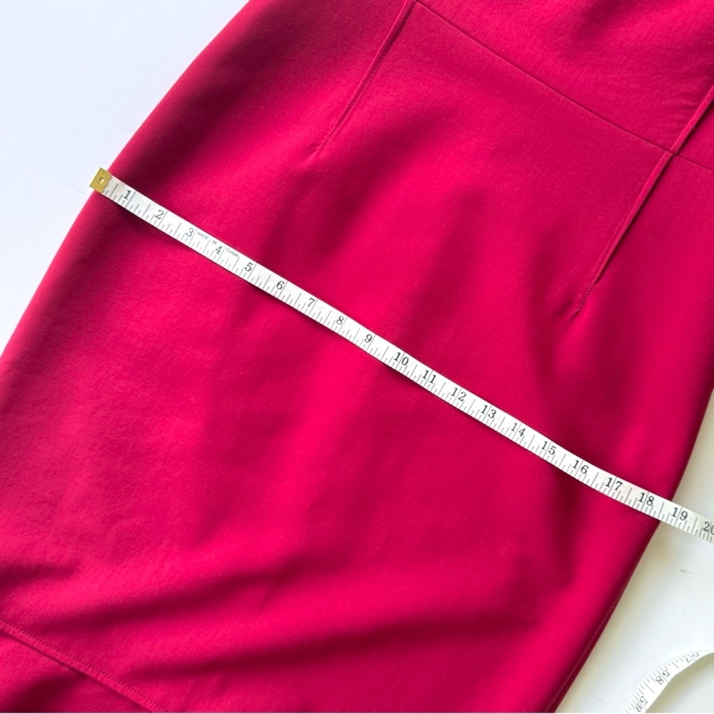 Oscar de la Renta Flared Ruffle Hem Midi Stretch Wool Claret Red Dress Size 4 - Picture 13 of 15